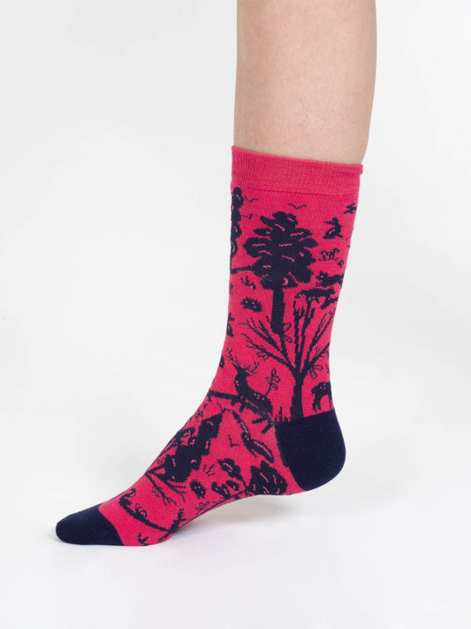 Woodland Scene Bio-Baumwollsocken Pink (Gr. 4-7)