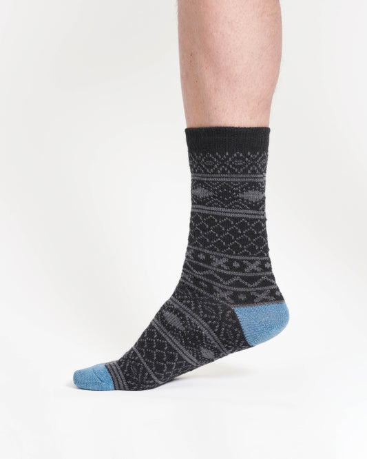 Gemusterte Wollsocken Socken Anthrazit (Gr. 7-11)