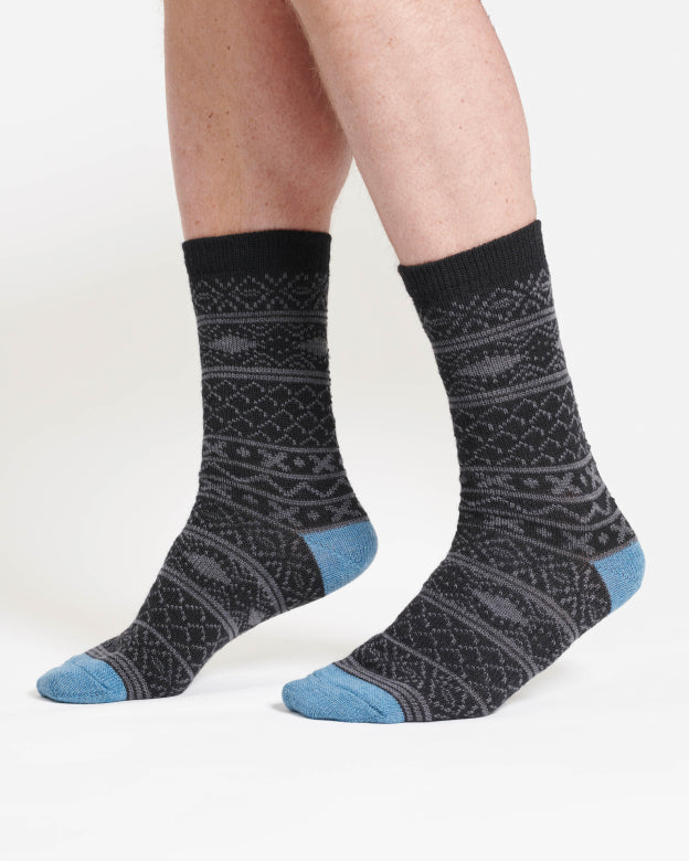Gemusterte Wollsocken Socken Anthrazit (Gr. 7-11)