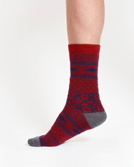 Gemusterte Wollsocken Socken Rot (Gr. 7-11)