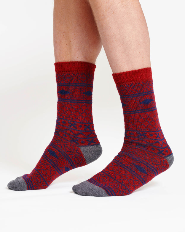 Gemusterte Wollsocken Socken Rot (Gr. 7-11)