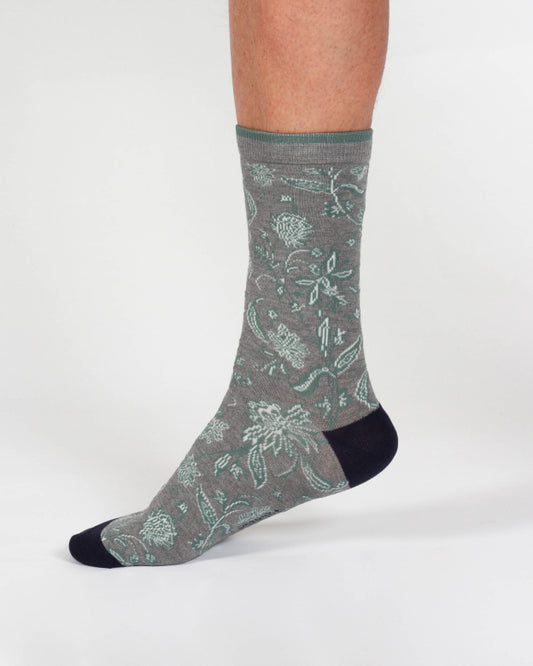 Abstrakte Blumen Socken Grau (Gr. 7-11)