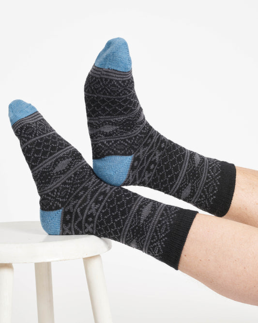 Gemusterte Wollsocken Socken Anthrazit (Gr. 7-11)