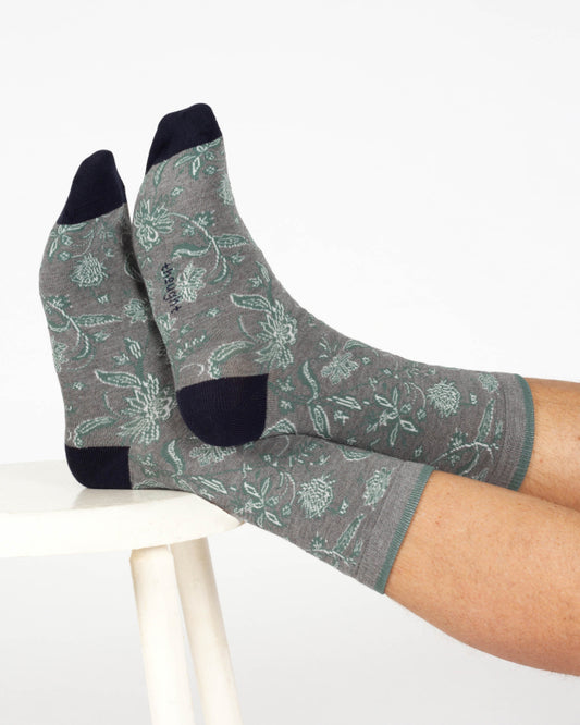 Abstrakte Blumen Socken Grau (Gr. 7-11)